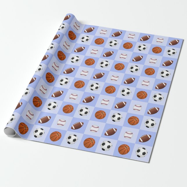 Sportball Thema Geburtstag Geschenkpapier (Ungerollt)