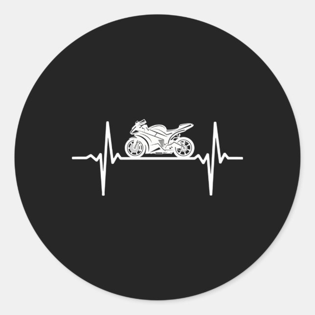 Sportbike Ekg Biker Pulsmotorrad Fahrer Hebeat Runder Aufkleber (Vorderseite)