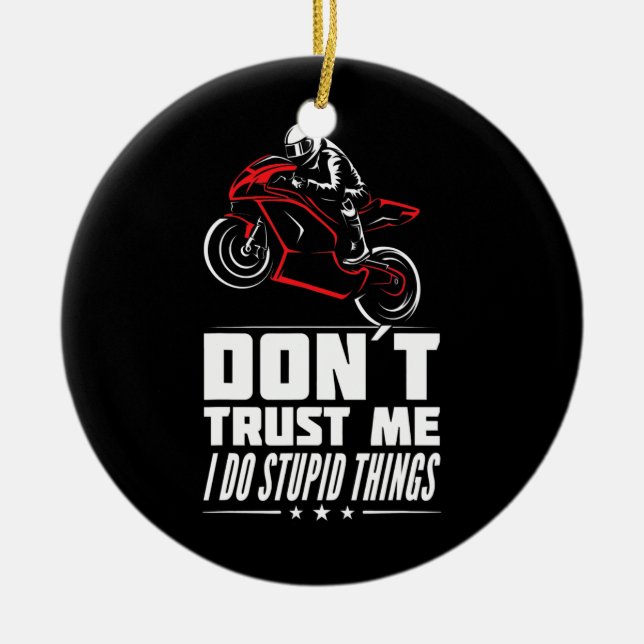 Sportbike Motorradfahrer Superbike Altes Biker Keramik Ornament (Vorne)