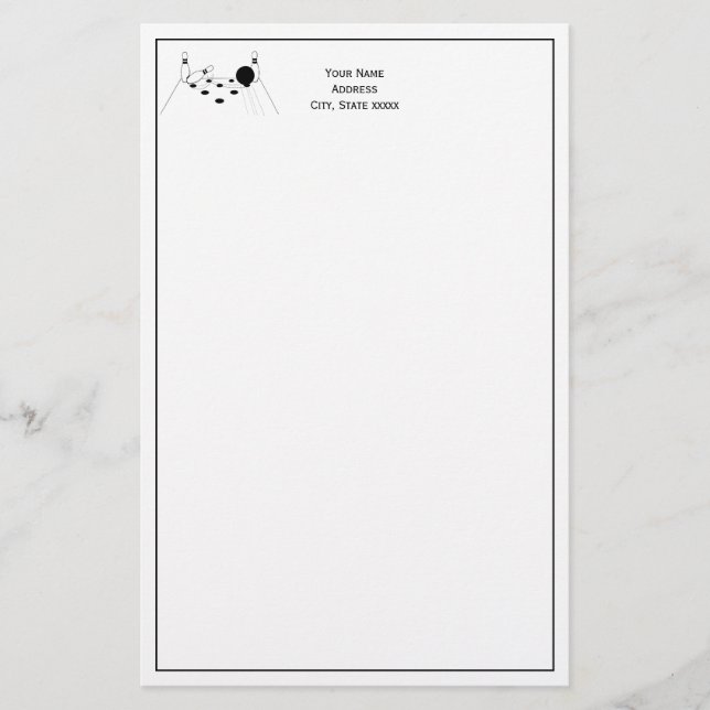 Sportbowling Ball und Buttone Stationierung Briefpapier (Vorderseite)