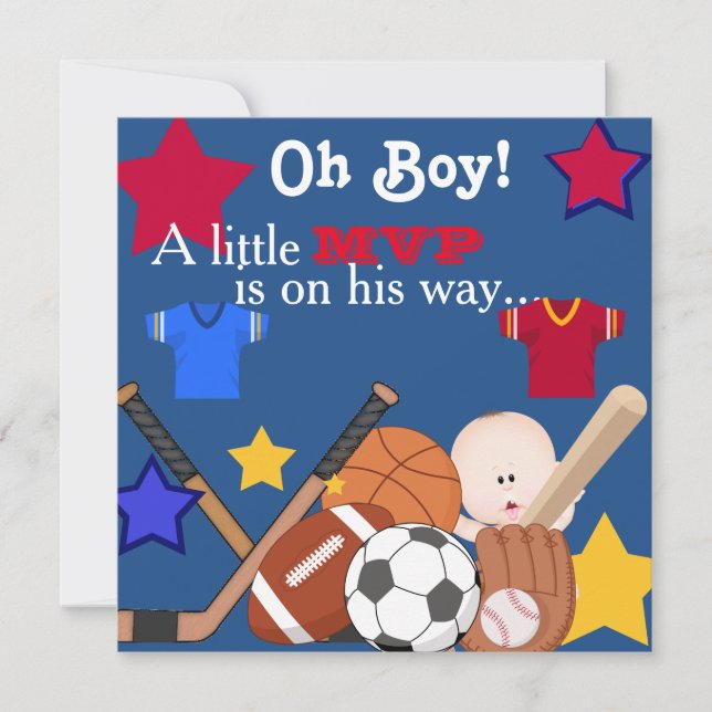 Sportboys BABY SHOWER Einladung (Vorderseite)