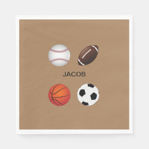 " SPORTE" PAPIER NAPKINS MIT DEM NAMEN DER KINDER. SERVIETTE