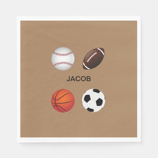 " SPORTE" PAPIER NAPKINS MIT DEM NAMEN DER KINDER. SERVIETTE (Vorderseite)