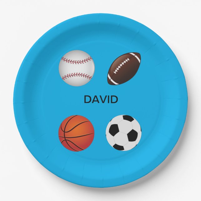 " SPORTE" PAPIER TELLER MIT DEM KINDER NAME. (Vorderseite)