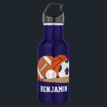 Sportfächer Personalisiert Edelstahlflasche<br><div class="desc">Personalisiertes Design für Ihre kleinen Sportler und Sportfans.</div>