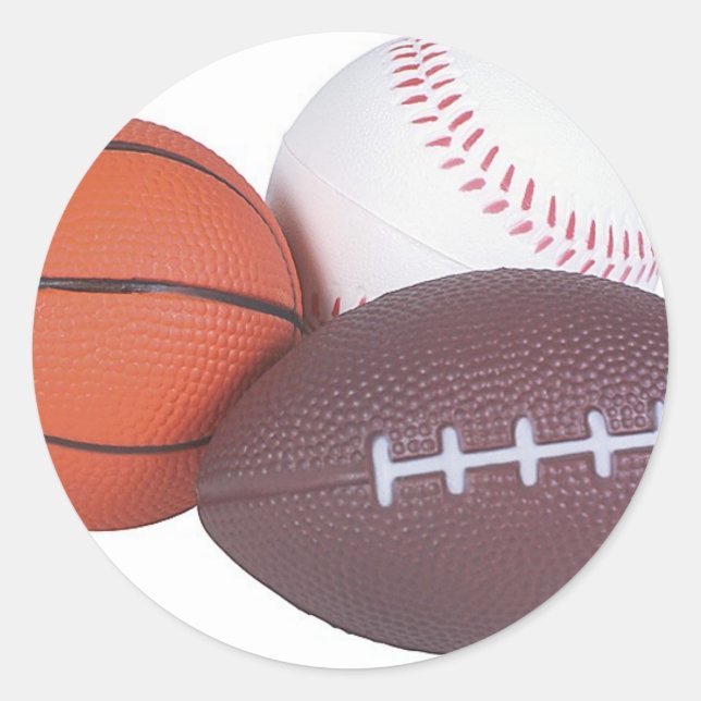 Sportfan gibt Basketball Baseball Fußball Runder Aufkleber (Vorderseite)