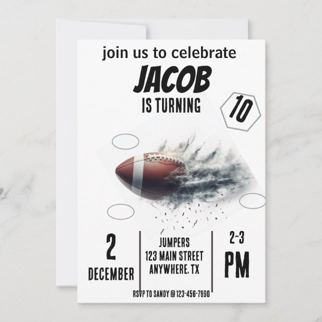 Sportfliegerfußball Einladung zum Geburtstag (Vorderseite)