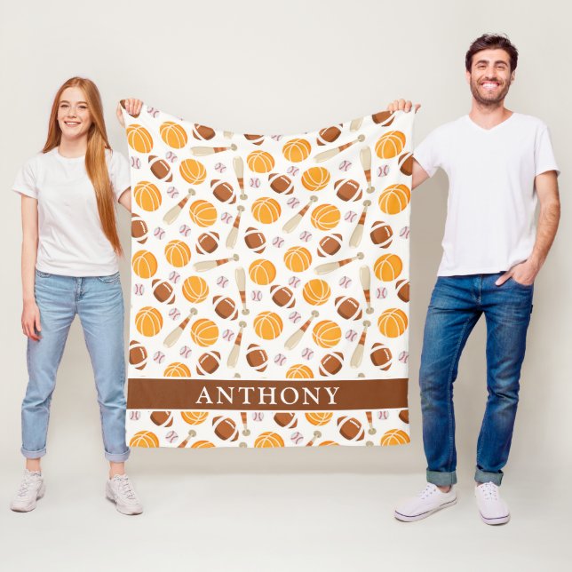 Sportfußball, Basketball, Baseball Personalisiert Fleecedecke (Beispiel)