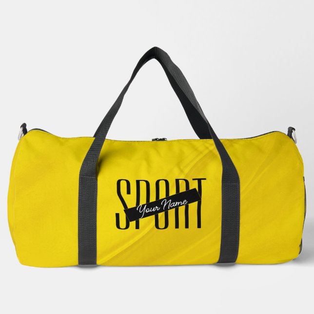 Sportgelbe schwarze, moderne Gym-Tasche Duffle Bag (Vorderseite)