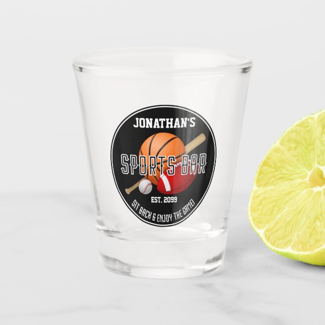 Sportgeräte Bar Sport Showglas Schnapsglas (Vorderseite)