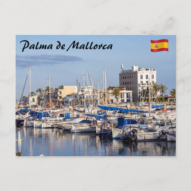 Sporthafen Portixol bei Dämmerung - Palma de Mallo Postkarte (Vorderseite)