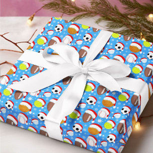 Sporthallen, die Weihnachts-Weihnachtsblau tragen Geschenkpapier
