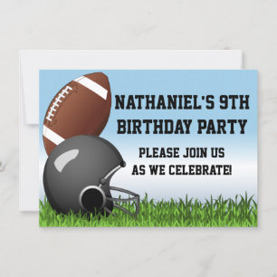 Sporthelm/Ball/Grass Football Geburtstagsparty Einladung