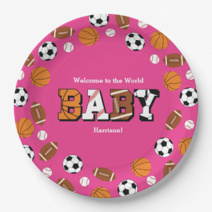 Sporthinderdusche Pink Girl Pappteller