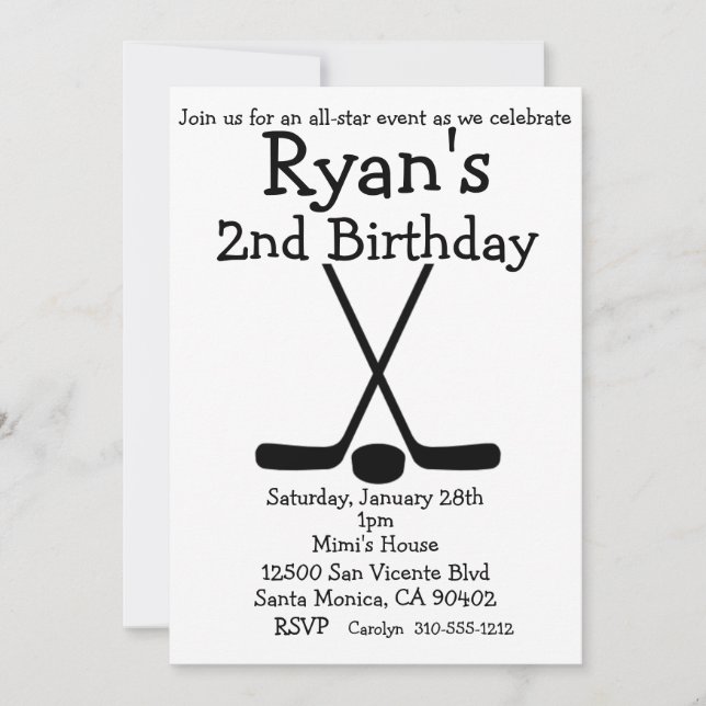 Sporthockey Birthday Eishockey Einladungen (Vorderseite)