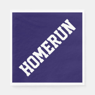 Sportiger Baseball Weiß HOMERUN auf Marineblau Serviette
