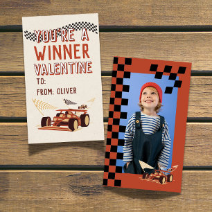 Sportiger Rennwagen Valentins Klassenzimmer Fotoka Mitteilungskarte