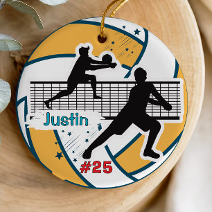 Sportiger Teamgeist-Junge Volleyballspieler Keramik Ornament