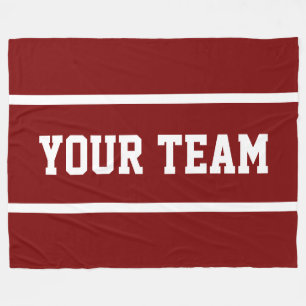 Sportiger YOUR TEAM Text Tiefrot-Weiße Streifen Fleecedecke