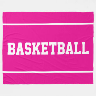 Sportiges BASKETBALL Weißer Text Streifen auf kräf Fleecedecke