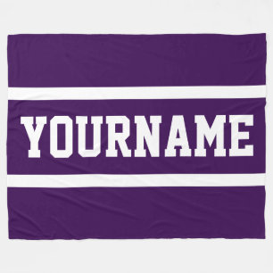 Sportiges Deep Purple Dein Name Text Weiße Streife Fleecedecke