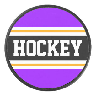Sportiges Helllila Orange Schwarzes HOCKEY Streife Eishockey Puck