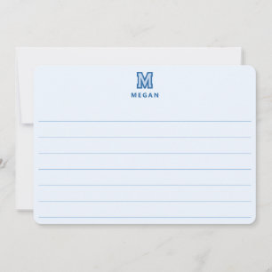 Sportiges Monogramm, großer flacher Blau-Strich Mitteilungskarte