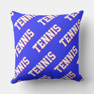 Sportiges Retro Weiß Rot TENNIS-Text auf Königlich Kissen