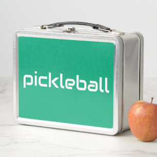 Sportiges Weiß PICKLEBALL Text auf hübschem Grünbl Metall Brotdose