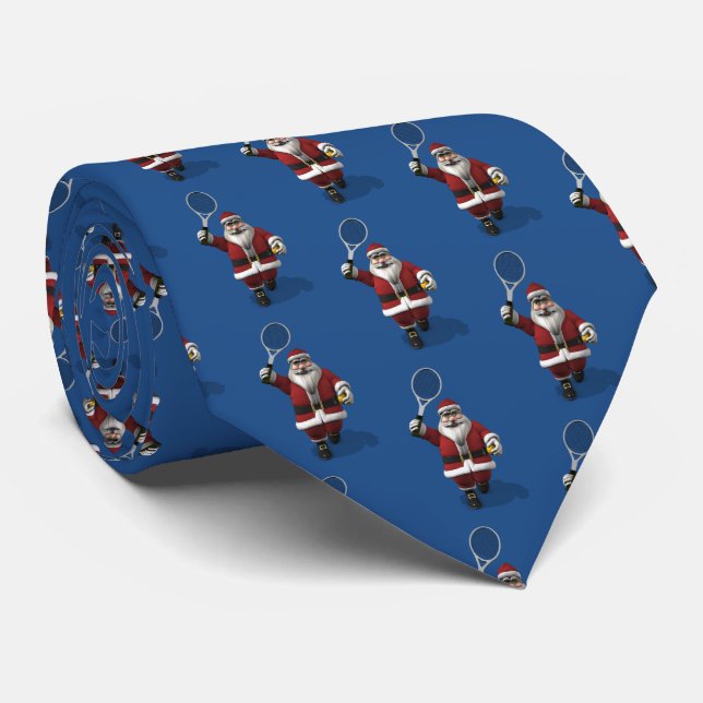 Sportive Santa Claus Plays Tennis Krawatte (Gerollt)