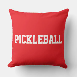 Sportiver Spaß Weißer PICKLEBALL-Text auf hellrote Kissen