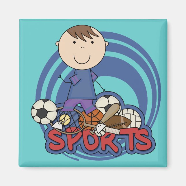 Sportjunge Fußball T - Shirt und Geschenke Magnet (Vorne)