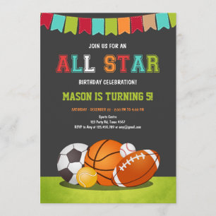 Sportjunge Party All star Baseball Geburtstag Einladung
