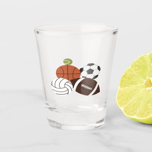 Sportkugeldarstellung Schnapsglas (Vorderseite)