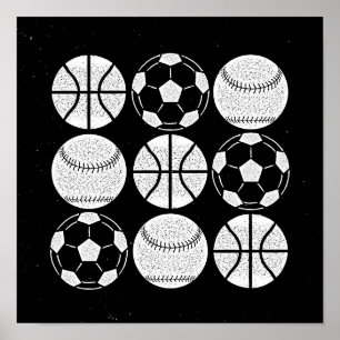 Sportkugeln in Schwarz und Weiß Poster