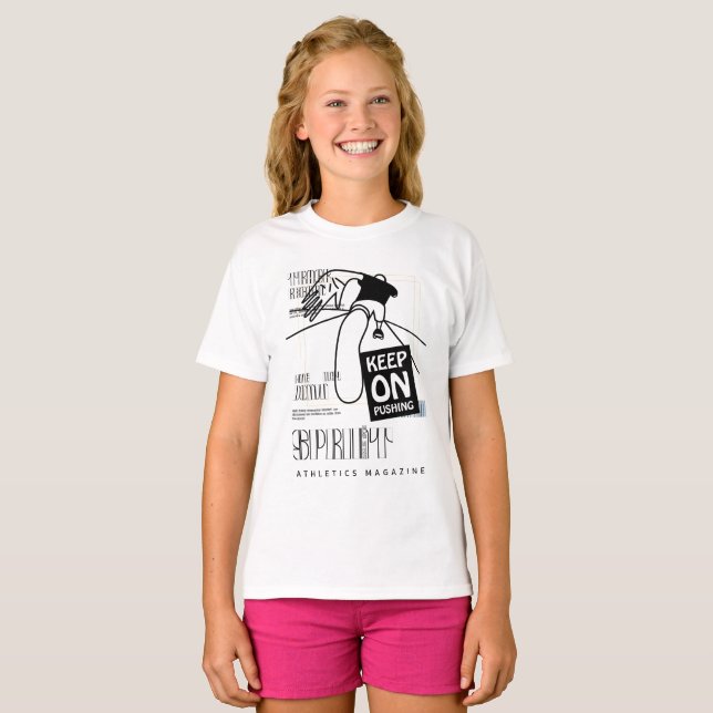 Sportler behielt auf Pushing T-Shirt (Vorne ganz)