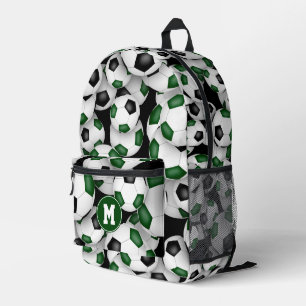 Sportler mit monogrammierten grünen schwarzen Fußb Bedruckter Rucksack