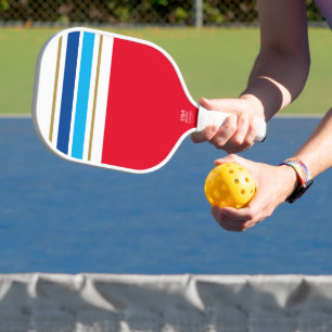 Sportlich blaue weiße Oberseite mit Rennstreifen a Pickleball Schläger