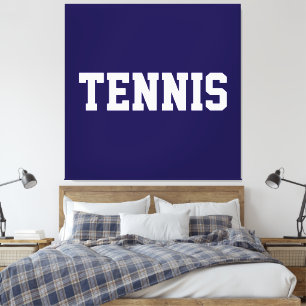 Sportlich fettes Navy Blau Athletik Weiß TENNIS Te Leinwanddruck