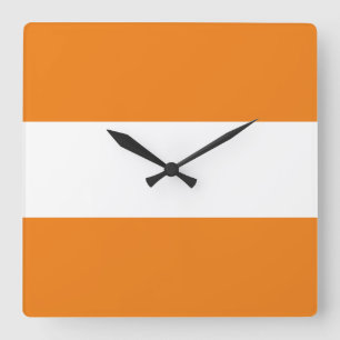 Sportlich Helle Breite Orange Weiße Sommer Streife Quadratische Wanduhr