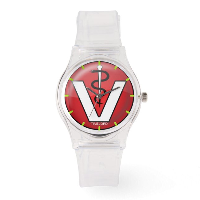 Sportlich mit rosa Silikon Strap Uhr Tierarzt (Vorderseite)