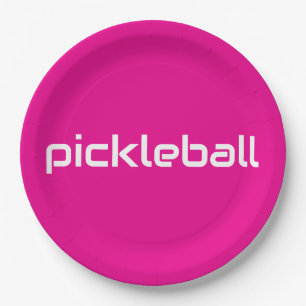 Sportlich moderne helle rosa weiße PICKLEBALL Schr Pappteller