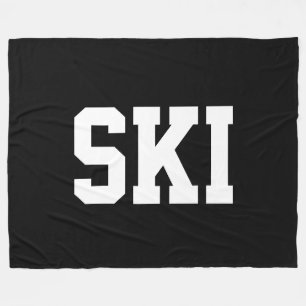 Sportlich mutiges Weiß mit SKI-Text auf kräftigem Fleecedecke