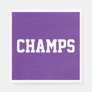 Sportlich Royal Purple CHAMPS Weißer Text Serviette