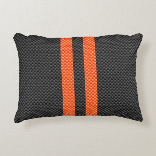 Sportliche Accent Orange Stripes Carbon Style Prin Zierkissen