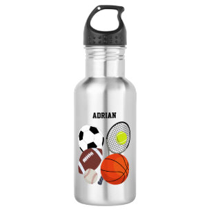 Sportliche Bälle Personalisierter Name Schule Edelstahlflasche