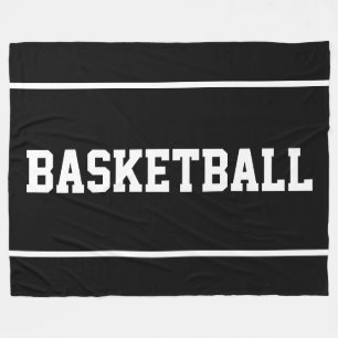 Sportliche BASKETBALL Textstreifen auf tiefem Schw Fleecedecke