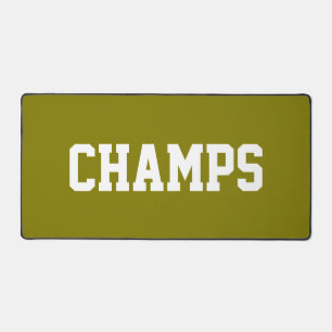 Sportliche CHAMPS Weiße Schrift auf elegantem gold Schreibtischunterlage