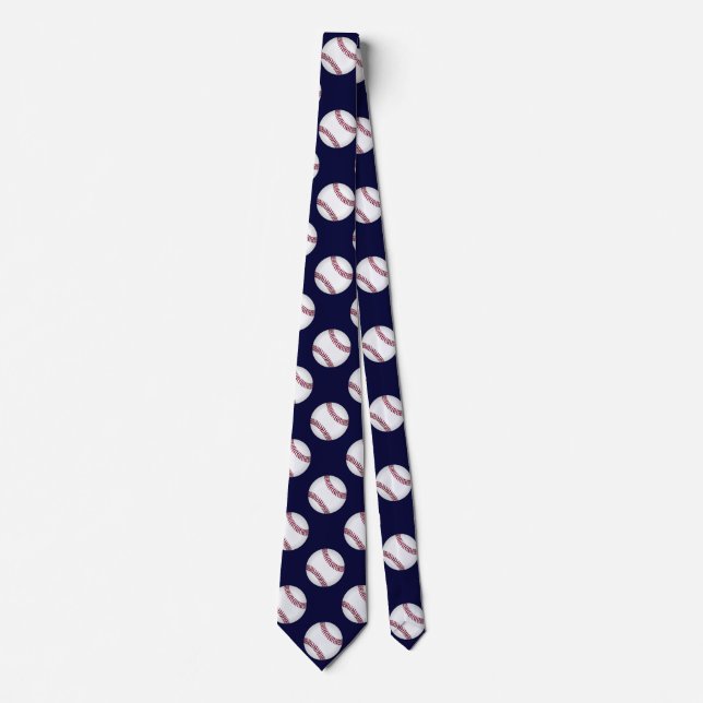 Sportliche dunkelblaue Baseball-Krawatte Krawatte (Vorderseite)