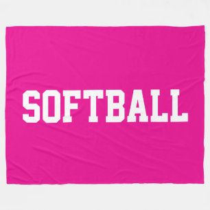 Sportliche, fette weiße SOFTBALL-Schrift auf strah Fleecedecke